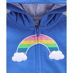 Babyhug Full Sleeves Hooded Sweat Jacket Cloud Patch - Blue