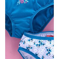 Babyhug Cotton Panties Floral Print Pack Of 2 - Teal