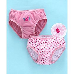 Babyhug Cotton Panties Floral Print Pack Of 2 - Pink - 12-18M Pink