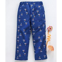 Babyhug Ankle Length Boat Print Woven Pajama - Blue