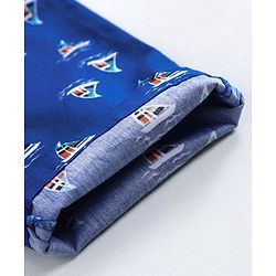 Babyhug Ankle Length Boat Print Woven Pajama - Blue
