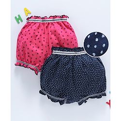 Babyhug Printed Cotton Bloomers Pack of 2 - Fuchsia Navy Blue