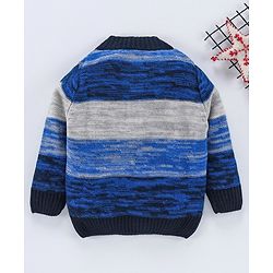 Babyhug Full Sleeves Stripe Sweater - Blue Grey