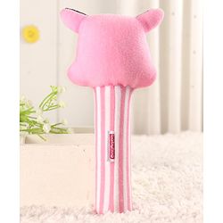 Babyhug Soft Cow Face Rattle Toy for Babies|Squeezy Sound & Easy-to-Hold Grip|Plush Rattle for Sensory Play|Motor Skills & Bonding|Lightweight & Travel Friendly|3+ Months|BIS|Pink&White