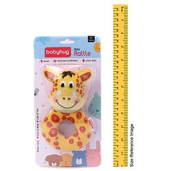 Babyhug Giraffe Face Rattle Toy for Babies| Easy-to-Hold Grip|Plush Rattle for Sensory Play|Motor Skills & Bonding|Lightweight & Travel Friendly |3+ Months|BIS|Yellow