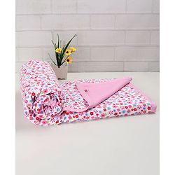 Babyhug Premium Cotton 2 Layered Baby Muslin Blanket Floral Print - Pink