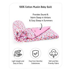 Babyhug Premium Cotton 2 Layered Baby Muslin Blanket Floral Print - Pink