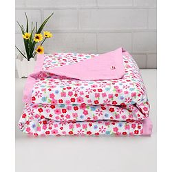 Babyhug Premium Cotton 2 Layered Baby Muslin Blanket Floral Print - Pink