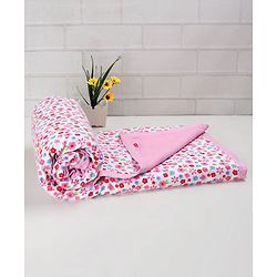 Babyhug Premium 3 Layered Lightweight Baby Muslin Blanket Floral Print - Pink
