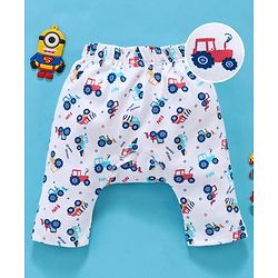 Babyhug Full Length Diaper Leggings Vehicles Print - White