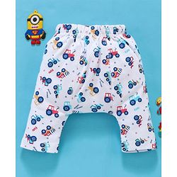 Babyhug Full Length Diaper Leggings Vehicles Print - White
