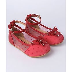 Cute Walk by Babyhug Butterfly Motif Bellies - Red