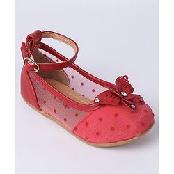 Cute Walk by Babyhug Butterfly Motif Bellies - Red