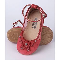 Cute Walk by Babyhug Butterfly Motif Bellies - Red