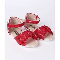 Cute Walk by Babyhug Party Wear Sandals Floral Motif - Black - EU 21 Red
