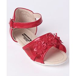 Cute Walk by Babyhug Party Wear Sandals Floral Motif - Black - EU 21 Red