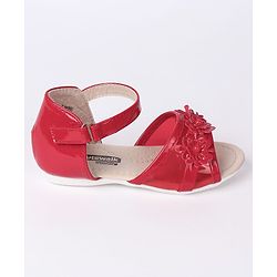 Cute Walk by Babyhug Party Wear Sandals Floral Motif - Black - EU 21 Red