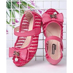 Cute Walk by Babyhug Embellished Bow Motif Bellies - Dark Pink