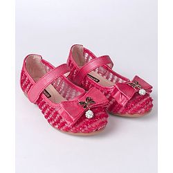 Cute Walk by Babyhug Embellished Bow Motif Bellies - Dark Pink