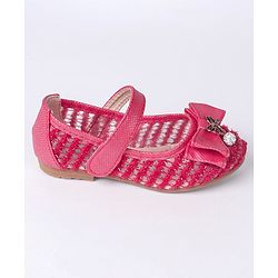 Cute Walk by Babyhug Embellished Bow Motif Bellies - Dark Pink