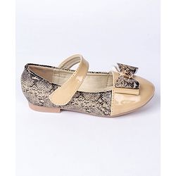Cute Walk by Babyhug Party Wear Bellies With Bow Motif - Beige