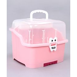 Babyhug 2 in 1 Bottle Drying Rack with Storage Box - Pink (Print May Vary)
