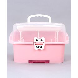 Babyhug 2 in 1 Bottle Drying Rack with Storage Box - Pink (Print May Vary)