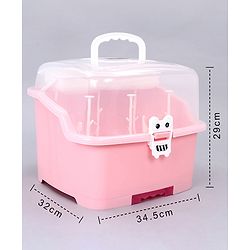 Babyhug 2 in 1 Bottle Drying Rack with Storage Box - Pink (Print May Vary)