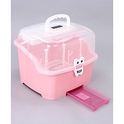 Babyhug 2 in 1 Bottle Drying Rack with Storage Box - Pink (Print May Vary)