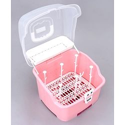 Babyhug 2 in 1 Bottle Drying Rack with Storage Box - Pink (Print May Vary)