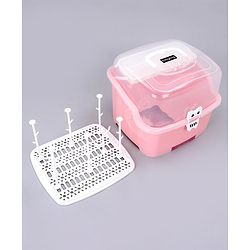 Babyhug 2 in 1 Bottle Drying Rack with Storage Box - Pink (Print May Vary)