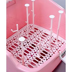 Babyhug 2 in 1 Bottle Drying Rack with Storage Box - Pink (Print May Vary)