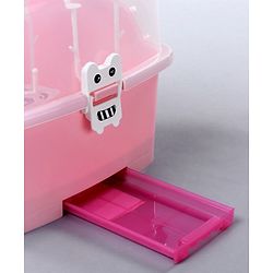 Babyhug 2 in 1 Bottle Drying Rack with Storage Box - Pink (Print May Vary)