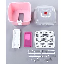 Babyhug 2 in 1 Bottle Drying Rack with Storage Box - Pink (Print May Vary)