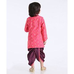 Babyhug Full Sleeves Kurta With Dhoti Polka Dot Print - Pink