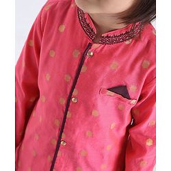Babyhug Full Sleeves Kurta With Dhoti Polka Dot Print - Pink