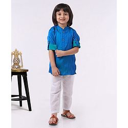 Babyhug Full Sleeves Kurta & Pyjama Set - Navy Blue