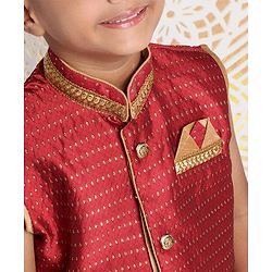 Babyhug Sleeveless Jacket & Dhoti Set Zari Work - Maroon Golden - 4-5Y Maroon