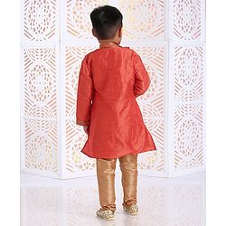 Babyhug Full Sleeves Embroidered Kurta Pyjama Set - Orange