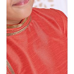 Babyhug Full Sleeves Embroidered Kurta Pyjama Set - Orange