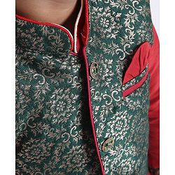 Babyhug Full Sleeves Kurta & Dhoti With Zardosi Jacket - Red