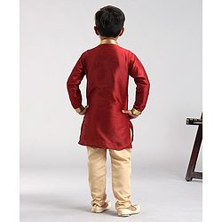 Babyhug Full Sleeves Kurta & Pyjama Set - Maroon