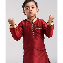 Babyhug Full Sleeves Kurta & Pyjama Set - Maroon