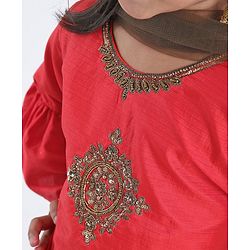 Babyhug Half Sleeves Floral Print Lehenga Set - Grey Pink - 18-24m Pink