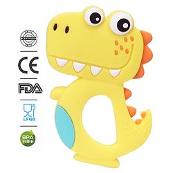 Babyhug Dino Shaped 100 % Silicone Teether - Yellow
