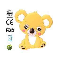 Babyhug 100% Silicone Teether Koala Print - Yellow