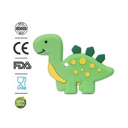 Babyhug 100% Silicone Teether Dinosaur Print - Green