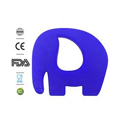 Babyhug Elephant Shaped 100% Silicone Teether - Blue - 8 x 7 cm Blue