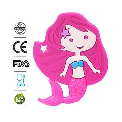 Babyhug 100% Silicone Teether Mermaid Print - Pink