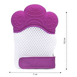 Babyhug Silicone Teether Mitten Glove Mitten Print - Purple - 10.2 x 7 x 1.5 cm Pink